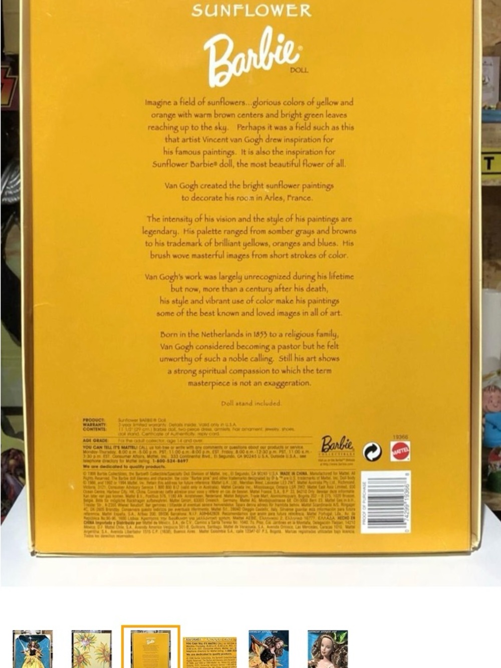 Barbie Sunflower Art Collector Van Gogh Edition - Picture 4 of 4